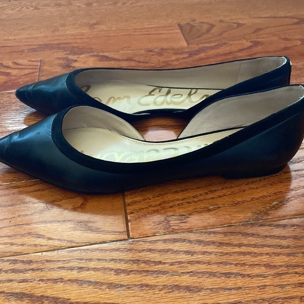 SAM Edelman black pointed toe leather flats size 10M GUC - Picture 2 of 8